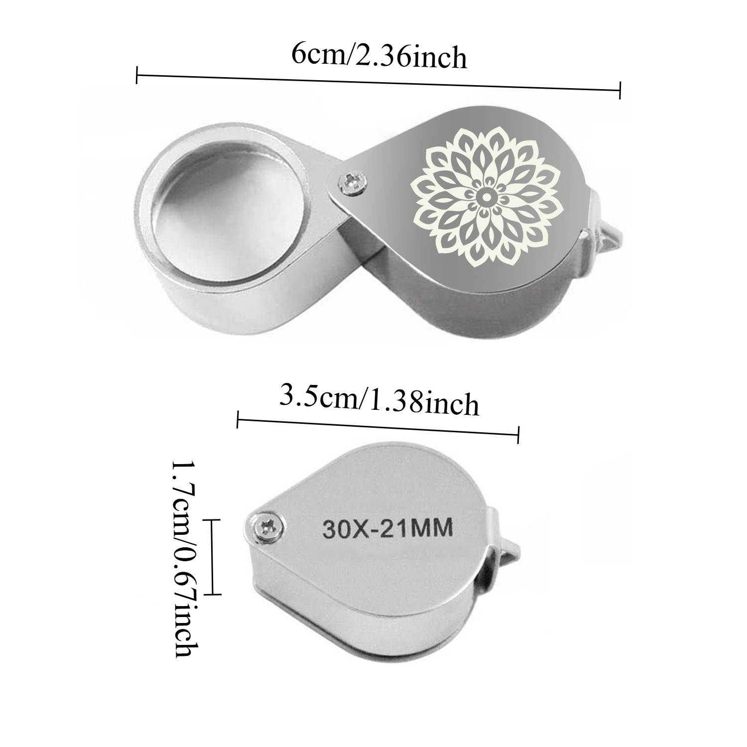 Crystal Star Cluster Pocket Jewelry Loupe Magnifying Glass